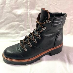 Indigo Black Ankle Boots with Brown Accents